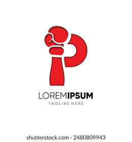 Letter P Boxing Glove Punch Logo Design Vector Icon Graphic Emblem Symbol Illustration