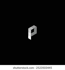 Letter P Bricks Logo Design, Featuring Blended Colors on a Black Background, Perfect for Construction, Architecture, or Creative Businesses.
