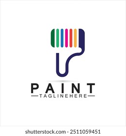Letter P with brush icon for paint logo concept vector template.