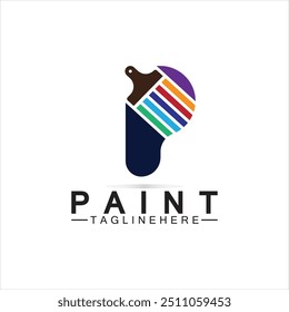 Letter P with brush icon for paint logo concept vector template.