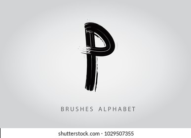 Letter P Brush Logo Design.Concept