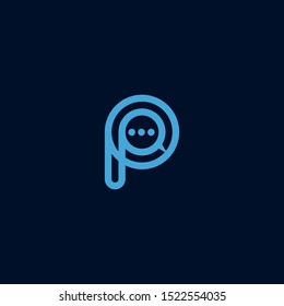 Letter P with bubble chat logo design icon vector