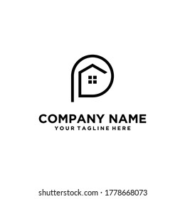 Letter p building architecture logo flat. P logo rumah. Real Estate logo