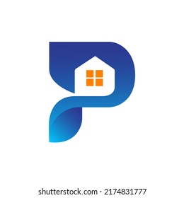 Letter P Building Architecture Logo Flat, Letters P Logo For Property Company, Abstract Initial Letter P Logo,  P Icon Home, Real Estate Logo