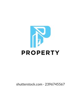 Letter P building design logo for a building style property in the city center