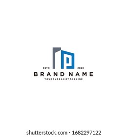 Letter P And Building Logo Design Vector Template