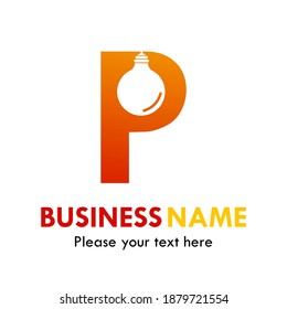 Letter p with bulb lamp vector logo template. Suitable for brand, ientity, web, business, idea etc