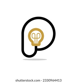 Letter P with Bulb Logo design element vector