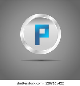 letter P button blue icon Design 11
