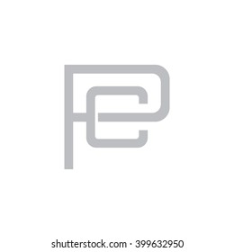 letter P and C monogram logo gray