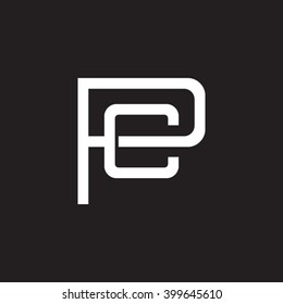 letter P and C monogram logo white black background