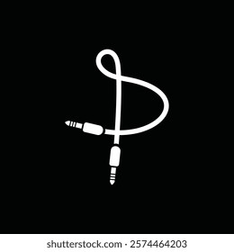 Letter P Cable Jack Logo Design Vector Icon Graphic Symbol Illustration