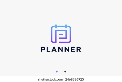 letter p with calendar logo design vector silhouette illustration