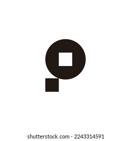 Letter p camera, square circle geometric symbol simple logo vector