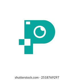 letter P camera techno logo design