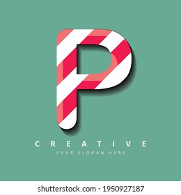 Letter P Candy Logo Design. Vector Illustration