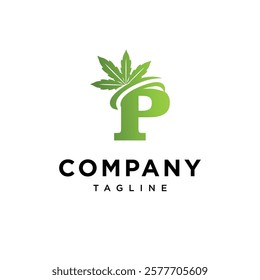 Letter P Cannabis Logo Icon Vector