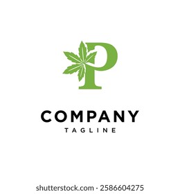 Letter P Cannabis Logo Icon Vector