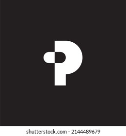
Letter P capsule black-and-white simple symbol logo vector