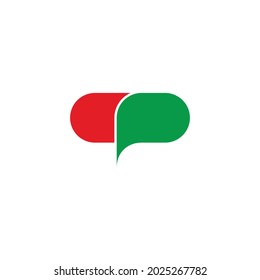 letter p capsule pill medical simple colorful logo vector