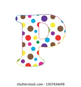 letter P. cartoon fun letters. alphabet for kids. Children's font. dot texture