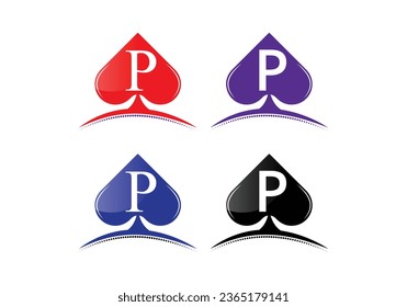 Letter P Casino Logo Design Vector Template . Poker Casino Vegas Logo Template