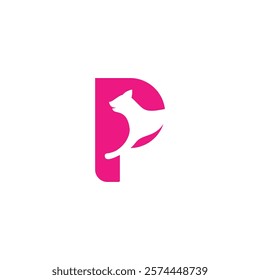 Letter P Cat Logo Design. P Initial Icon For pet Shop