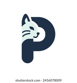 letra P cat logo Ilustración vectorial diseño de Plantilla
