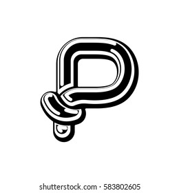 Letter P Celtic font. norse medieval ornament ABC. Traditional ancient manuscripts alphabet
