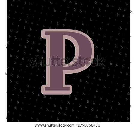 LETTER P character design with linear gradient, flowing ribbon badge, and custom frame