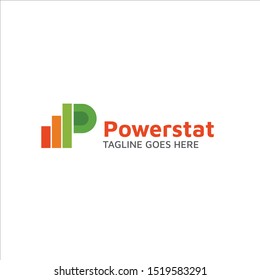 Letter p chart statistic bussiness logo  template