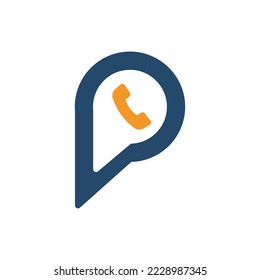 Letter P chat bubble communication logo. Bubble chat with initial letter P logo design.