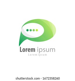 ilustración vectorial del logotipo de chat de letra p