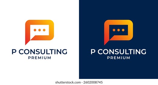 Letter P chat logo design template. Chat icon colorful creative sign. Suitable for business, consulting, mobile app, technology, web. Universal chat conversation vector icon. Vector illustration.