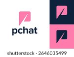 letter p chat logo. Online messaging, letter p and chat bubble logotype vector icon design.