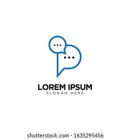 Letter P Chat Logo Template Vector Design Message Icon