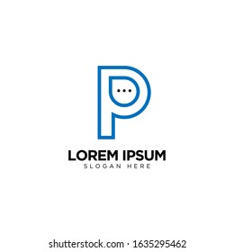 Letter P Chat Logo Template Vector Design Message Icon