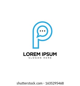 Letter P Chat Logo Template Vector Design Message Icon