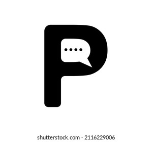 vector de logotipo de chat de letra P 