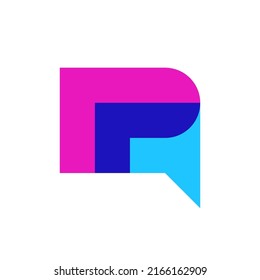 Diseño de logotipo de color de charla P de carta superpuesta