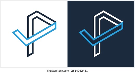 Letter P Check line logo designs concept vector, Initial Checklist logo icon