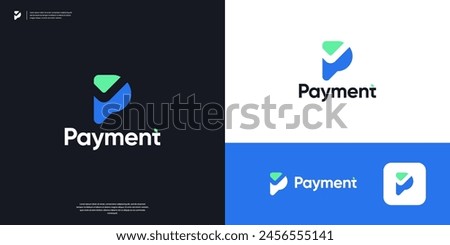 Letter P check or tick logo symbol for payment, business, finance logo design.