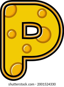 letter P cheese cartoon vector