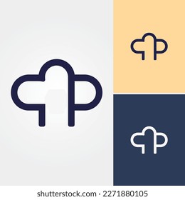 Vector de diseño del logotipo del chef de la carta P