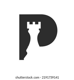 Letter P Chess Game Logo Design Vector Template. Chess Logo Type Symbol