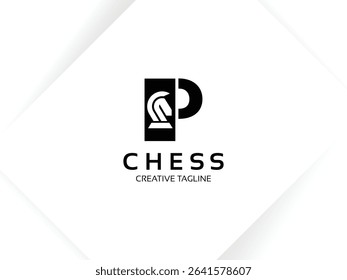 Letter P Chess Logo. Monogram Knight Logo