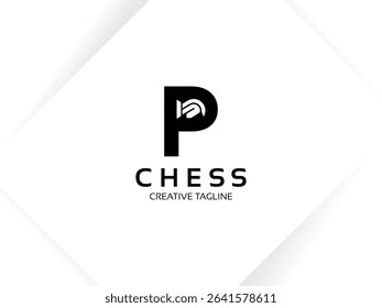 Letter P Chess Logo. Monogram Knight Logo