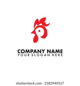 Letter P chicken Rooster logo icon vector On white background 