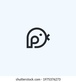 letter p with chicks logo design vector illustration on white background
