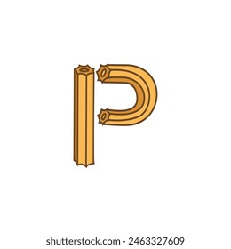 Letra P Icono del logotipo de Churros Vector Plantilla.eps